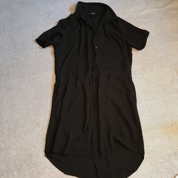 Aqua Size XS Black Belted Shirt Dress | Above Knee Short Sleeve WITH POCKETS!!! - Picture 2 of 12